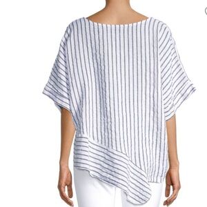 Saks Fifth Avenue White and Blue Striped Blouse